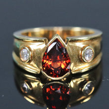 Load image into Gallery viewer, Estate garnet and diamond ring in 18k yellow gold