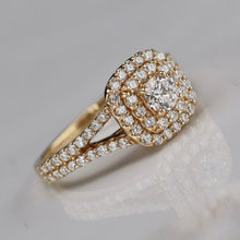 Load image into Gallery viewer, 50% OFF!  Double halo lab grown diamond ring in 14k yellow gold