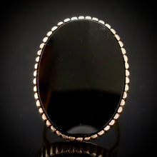 Load image into Gallery viewer, Vintage onyx ring with large oval onyx in 14k yellow gold from Manor Jewels.
