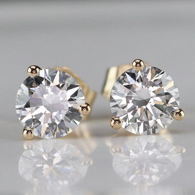 Lab grown 1.17ctw F-G/SI Diamond studs in 14k yellow gold