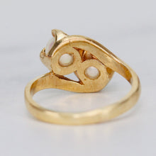Load image into Gallery viewer, Vintage pearl bypass ring in yellow gold