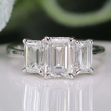 Load image into Gallery viewer, The Charlotte - 3 stone 3.03ctw lab grown emerald cut diamond ring in platinum