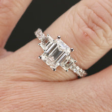 Load image into Gallery viewer, 50% OFF!  3ctw emerald cut lab grown diamond ring in 14k white gold