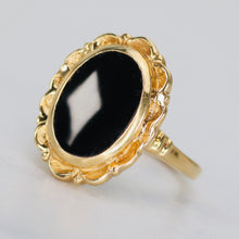 Load image into Gallery viewer, Classic onyx ring in a framed setting of yellow gold