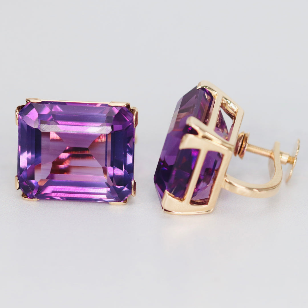 Vintage amethyst earrings in 14k yellow gold from Manor Jewels