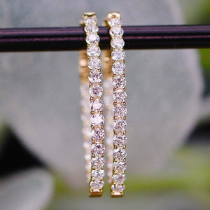 RESERVED FOR S: 1.45ctw Lab Grown diamond oval hoops in 14k yellow gold