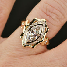 Load image into Gallery viewer, The Sienna - 1.64ctw Marquise lab grown diamond halo ring in 14k yellow gold