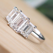 Load image into Gallery viewer, The Charlotte - 3 stone 3.03ctw lab grown emerald cut diamond ring in platinum