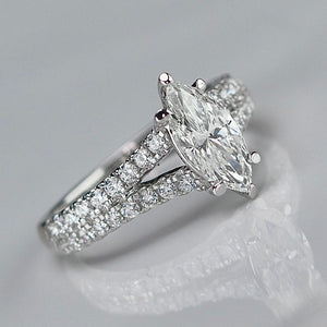 50% OFF!  Vera Wang Designer Lab Grown Marquise diamond ring in 14k white gold