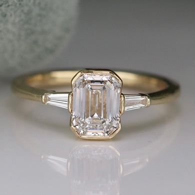 BALANCE FOR CUSTOM ORDER: Custom built lab grown diamond ring in 14k yellow gold