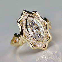 Load image into Gallery viewer, The Sienna - 1.64ctw Marquise lab grown diamond halo ring in 14k yellow gold