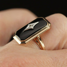 Load image into Gallery viewer, MEGA SALE!  Vintage onyx and diamond ring in yellow gold