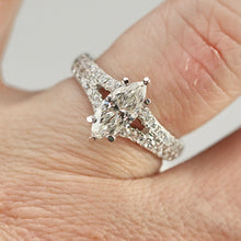 Load image into Gallery viewer, 50% OFF!  Vera Wang Designer Lab Grown Marquise diamond ring in 14k white gold