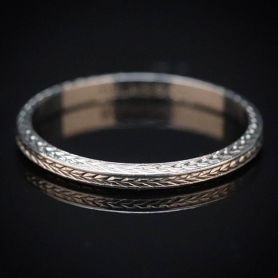 Vintage band by Belais in 18k white gold from Manor Jewels