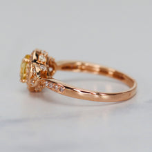 Load image into Gallery viewer, Yellow sapphire and diamond ring in 14k rose gold