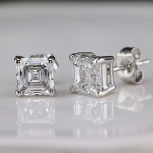 Load image into Gallery viewer, MANOR ROYAL: Lab grown 2.09ctw Asscher cut certed Diamond studs in 14k white gold