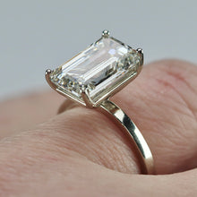 Load image into Gallery viewer, 6.03ct emerald cut lab grown solitaire diamond ring in 14k white gold