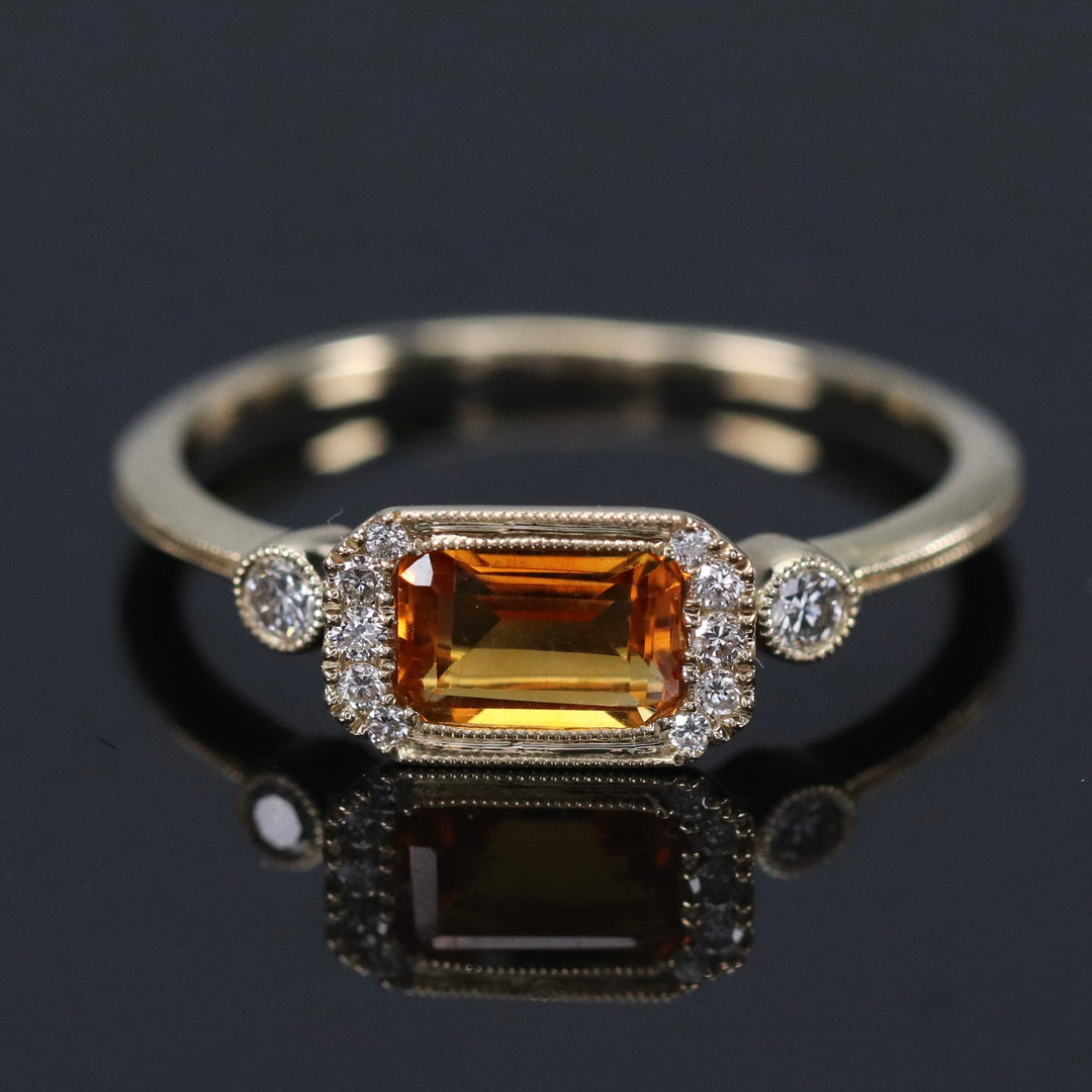 CLEARANCE! Citrine and diamond ring in yellow gold