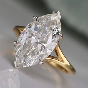 MANOR ROYAL: The Isla - 18k/Platinum 6.04ct Marquise lab grown diamond ring F VS1 with IGI report