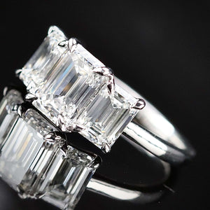 The Charlotte - 3 stone 3.03ctw lab grown emerald cut diamond ring in platinum