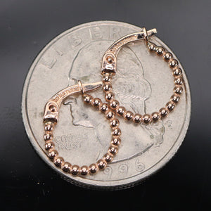 Beaded Huggies in 14k rose gold