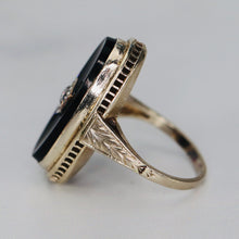 Load image into Gallery viewer, Onyx and .21ct OEC diamond ring in 14k white gold