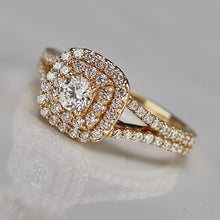 Load image into Gallery viewer, 50% OFF!  Double halo lab grown diamond ring in 14k yellow gold