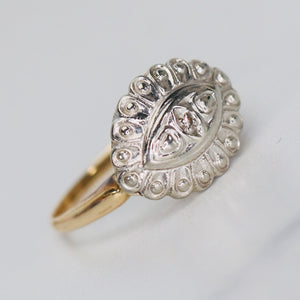 Vintage Princess diamond ring in yellow and white gold