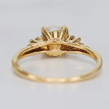 Load image into Gallery viewer, Vintage pearl and white topaz ring in yellow gold