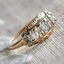Load image into Gallery viewer, 50% OFF!  Transitional cut vintage 3 stone diamond band in 14k *onyx deal*