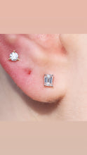 Load image into Gallery viewer, SPECIAL PRICING!  Dainty Lab grown .49ctw F-G/SI emerald cut Diamond studs in 14k white gold