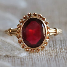 Load image into Gallery viewer, Vintage red paste ring in yellow gold