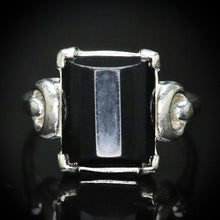 Load image into Gallery viewer, Vintage onyx ring in white gold