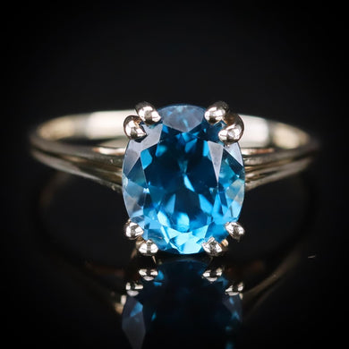 London blue topaz ring in yellow gold
