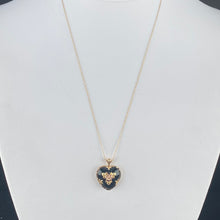 Load image into Gallery viewer, Vintage onyx heart shaped necklace in tri-tone gold