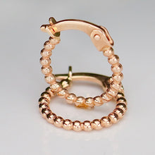 Load image into Gallery viewer, Beaded Huggies in 14k rose gold
