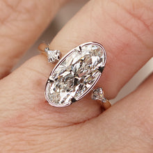 Load image into Gallery viewer, SPECIAL!  3.01ct E/VVS1 with IGI report moval cut lab grown diamond solitaire ring in 14k 2 tone gold