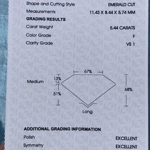 5.44ct Emerald cut loose lab grown diamond F/VS1 with IGI report