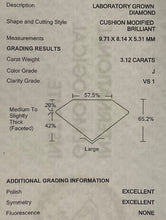 Load image into Gallery viewer, The Enchanted: 3.12ct antique cushion cut lab grown diamond ring in 14k white gold