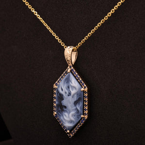 CUSTOM: Patronus Harry Potter cameo pendant with .71ctw of natural sapphires by David Klass