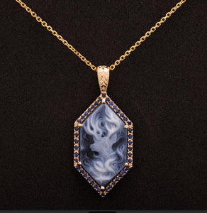 CUSTOM: Patronus Harry Potter cameo pendant with .71ctw of natural sapphires by David Klass