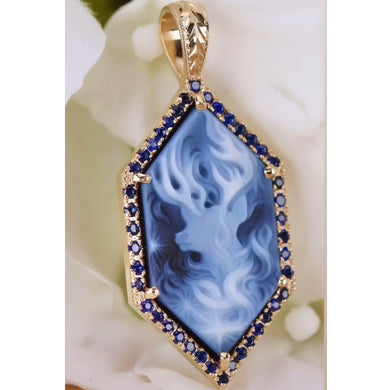 CUSTOM: Patronus Harry Potter cameo pendant with .71ctw of natural sapphires by David Klass