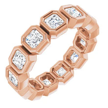 Load image into Gallery viewer, MADE TO ORDER: Lab grown 2ctw diamond asscher eternity band ring in 14k gold