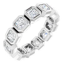 Load image into Gallery viewer, MADE TO ORDER: Lab grown 2ctw diamond asscher eternity band ring in 14k gold