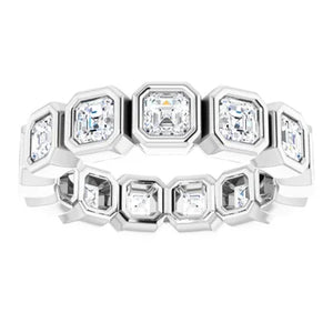 MADE TO ORDER: Lab grown 2ctw diamond asscher eternity band ring in 14k gold