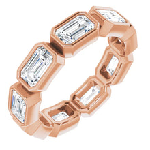 Load image into Gallery viewer, MADE TO ORDER: Lab grown 3ctw diamond emerald cut eternity band ring in 14k gold