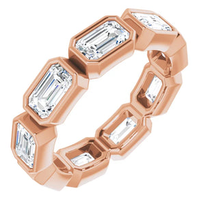 MADE TO ORDER: Lab grown 3ctw diamond emerald cut eternity band ring in 14k gold