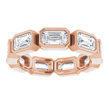 Load image into Gallery viewer, MADE TO ORDER: Lab grown 3ctw diamond emerald cut eternity band ring in 14k gold