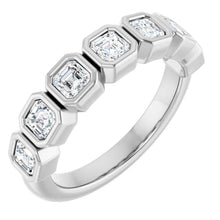 Load image into Gallery viewer, MADE TO ORDER: Lab grown 1ctw diamond asscher band ring in 14k gold