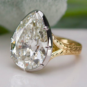 CUSTOM ORDER: 8.25ct pear lab grown diamond in 18k and platinum